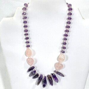 Amethyst and rose quartz necklace.